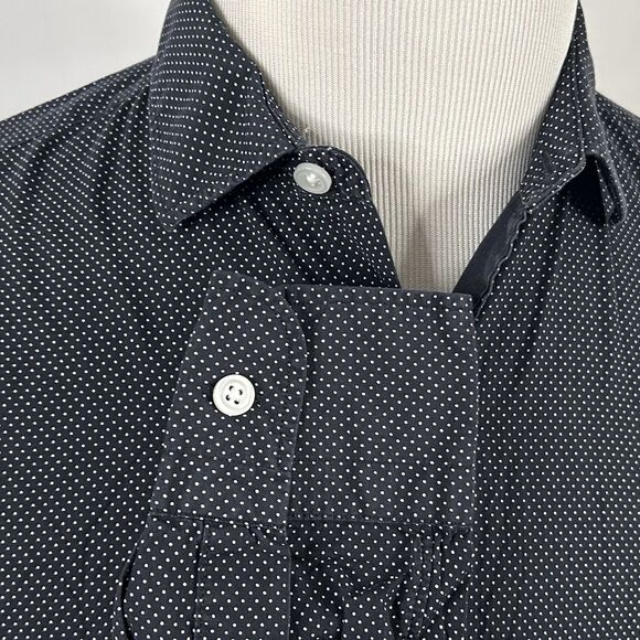 J Crew Medium Ludlow Shirt 120s 2 Ply Cotton Black White Polka Dot Button Front - Picture 4 of 5
